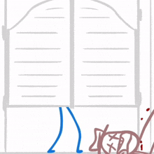 a drawing of a stick figure standing in front of a saloon door that says ' a ' on it