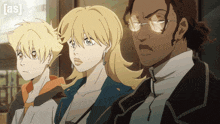 a group of anime characters are standing next to each other with the word [ as ] on the bottom right