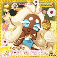 a picture of a cookie from a video game with a yellow background