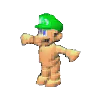 a cartoon character wearing a green hat with the letter g on it