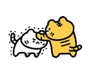 a cartoon of two cats fighting each other .