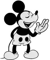 a black and white drawing of mickey mouse giving the middle finger