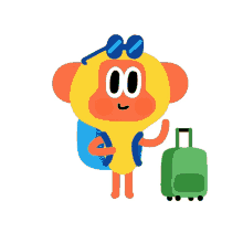 best friends monkey travel luggage saying good bye