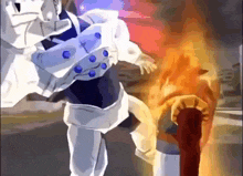 a cartoon character is kicking a fire hydrant in the air