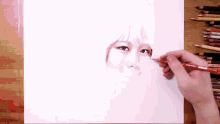 a person is drawing a woman 's face with a pencil that says ' prismacolor ' on it