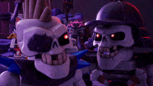 a cartoon character with a skull on his head