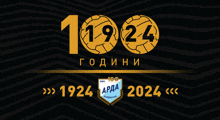a black background with the year 1924 and the year 2024 on it