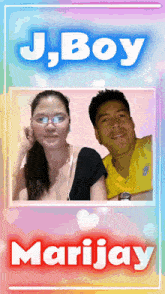 a picture of a man and a woman with the names j boy marijay