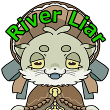a cartoon drawing of a cat with the words river liar on it