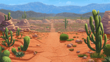 a desert landscape with mountains in the background