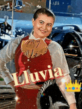a painting of a woman with the name lluvia