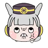a cartoon drawing of a girl wearing headphones and a hat with a circle on it
