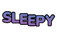 the word sleepy is written in purple and blue letters on a white background