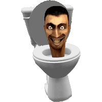 a toilet with a man 's head sticking out of the bowl