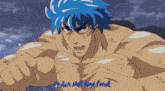a cartoon of a man with blue hair and the time 9:11 on the top