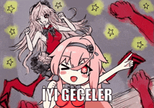 a drawing of a girl with the words iyi geceler written on the bottom