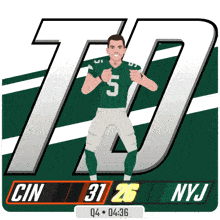 a cartoon drawing of a football player with the number 5 on his jersey