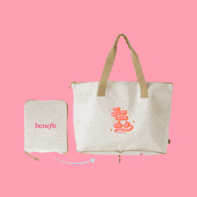 a benefit tote bag that can be folded into a smaller bag