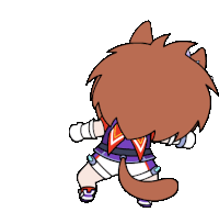 a cartoon drawing of a cat with a tail