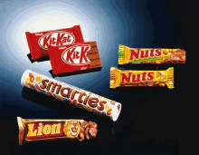 candy kitkat nuts smarties lion