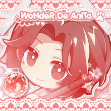 a drawing of wonder de anita with hearts around it