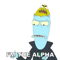 a cartoon character with the words i 'm the alpha