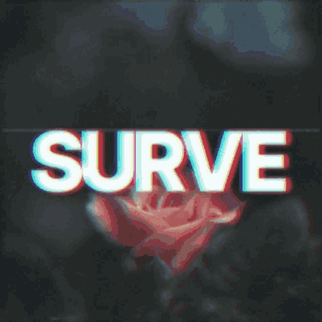 the word surve is displayed on a blurred background