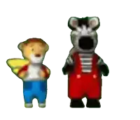 a cartoon of a bear and a zebra are standing next to each other