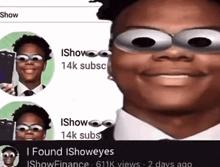 a picture of a man with googly eyes and the words i found ishoweyes on the bottom
