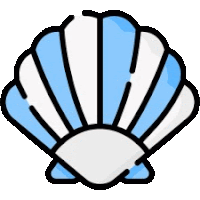 a blue and white sea shell free icon on a white background .