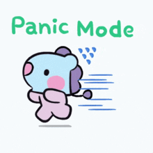 a cartoon of a teddy bear running with the words panic mode below it