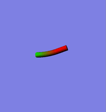 a computer generated image of a red green and yellow object