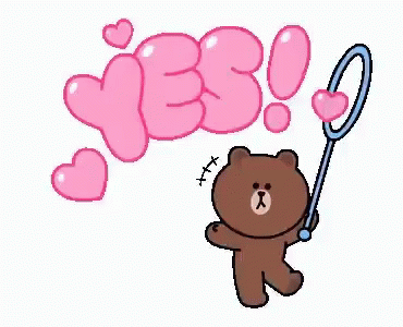 Brown And Cony Yes GIF - Brown And Cony Yes Bubbles GIFs