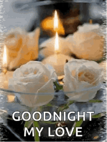 good night my love sparkle rose candle