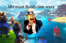 an advertisement for clash of clans with a picture of uncle sam pointing