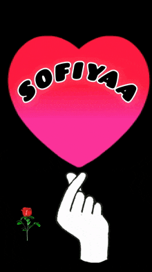 a pink heart with the word sofiyaa on it