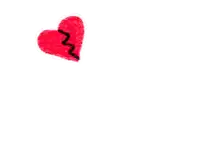 three broken hearts on a white background one of which is red