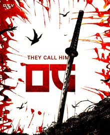 a poster for the movie they call him with a sword in the foreground