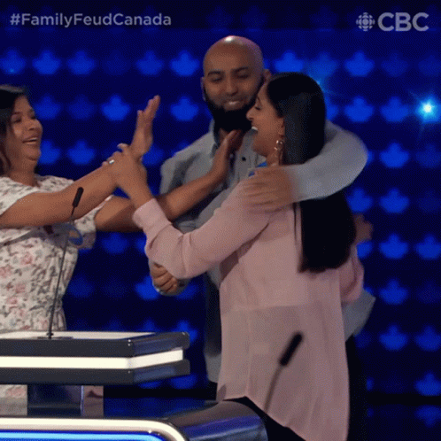 Friends Hugging Family Feud Canada GIF - Friends Hugging Family