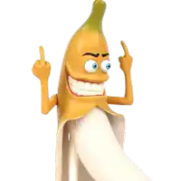 a cartoon banana is giving the middle finger and smiling