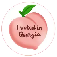 a peach with a green leaf and the words " i voted in georgia "