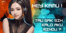 a girl wearing headphones says hey kamu