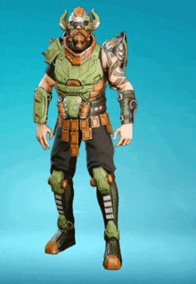 a video game character with horns and a helmet on