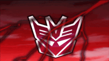 a transformers logo is displayed on a red and black background