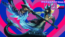a painting of a mermaid with the words polyamorous on the top