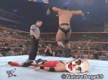 a picture of a wrestling match with the hashtag naturedoge69