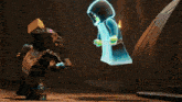 a video game character is fighting another character