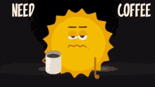 Sleepy Sun Need Coffee GIF - Sleepy Sun Need Coffee Coffee Please GIFs