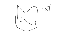 a black and white drawing of a cat and the word cat