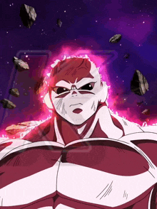 a cartoon character with a purple background and a purple glow